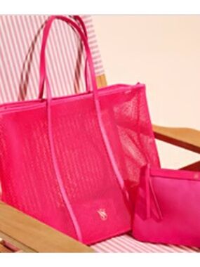 Victoria’s Secret Mesh Tote and Pouch Set in Hot Pink 
Brand New